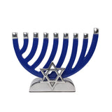 Menorah Polished with Star of David Blue